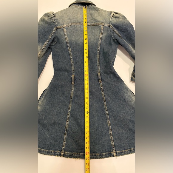 RETROFÉTE RETROFETE Clara Belted Distressed Denim Mini Shirt Dress Small - Picture 10 of 16